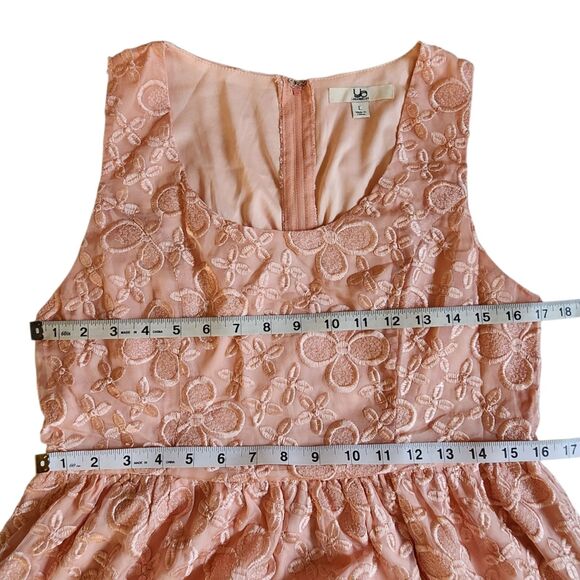 Ya Los Angeles Pink Floral Embroidered Fit & Flare Mini Dress Sz L - Picture 9 of 11